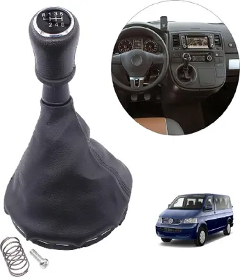 Produktbild von Gałka zmiany biegów + torba zmiany biegów + ramka 6 biegów skórzana Do VW Transporter T5 T5.1 Bus