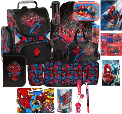 Produktbild von SPIDEY SPIDERMAN Schulranzen set 15in1 Ranzen rucksack Federmappe Turnbeutel SPIDER-MAN fur JUNGEN FÜR SCHULKINDER SCHULRANZEN FEDERMAPPE TURNBEUTEL