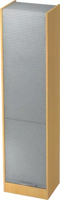 Produktbild von bümö Rollladenschrank office - 5 Ordnerhöhen - Nachbildung: Buche/Silber, Griff: Bogengriff (Metall)