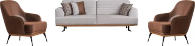 Produktbild von Modernes 3tlg Wohnzimmergarnitur Dreisitzer-Sofa und Sessel für Wohnzimmer