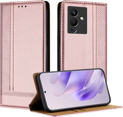 Produktbild von Handyhülle für Infinix Note 12 5G/Note 12 Pro 5G Leder Flip Klappbare Schutzhülle mit Standfunktion Pink