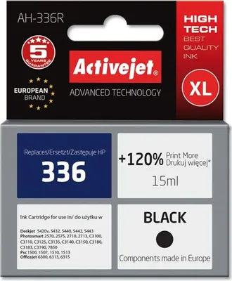Immagine prodotto di Activejet AH-336R Ink cartridge (replacement for HP 336 C9362EE; Premium; 15 ml; black)