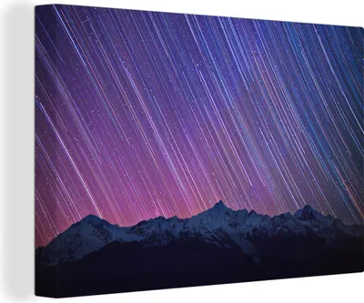 Produktbild von OneMillionCanvasses® - Leinwandbilder - 150x100 cm, Ein Sternenhimmel über den Bergen, Wandbilder Kunstdruck Wanddekoration
