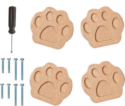 Image de Lot de boutons de tiroir en bois avec motifs d'animaux