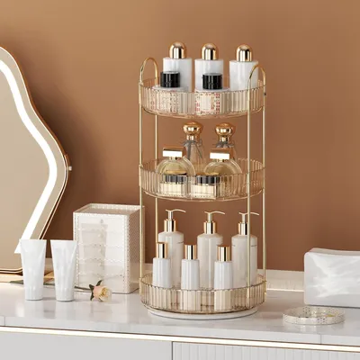 Image de Omgoods - Organisateur de maquillage - Boîte de rangement rotative à 360° et multifonctionnelle pour cosmétiques