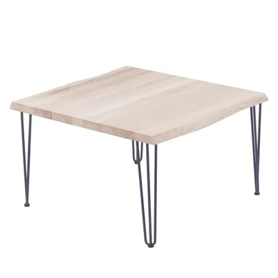 Produktbild von LAMO Manufaktur Esstisch Küchentisch Schreibtisch Couchtisch aus Massivholz, mit Baumkante 60x60x47 cm (AxBxH), Creative, Roh / Anthrazit, LKB-01-A-001-7016Cr