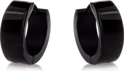 Immagine prodotto di Orecchini a cerchio con cerniera Blackline in acciaio inossidabile Karisma larghezza 6 mm diametro 16 mm