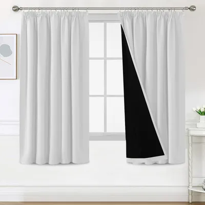 Verdunkelungsvorhänge 2er-Set 140x175 cm Grau-Weiß Polyester