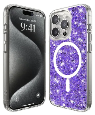 Produktbild von Techsuit Sparkly Glitter Back Cover Hülle mit MagSafe für Apple iPhone 15 Pro - Lila