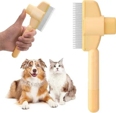 Produktbild von Kamm für Katzen und Hunde – Pflegebürste mit Entriegelungsknopf