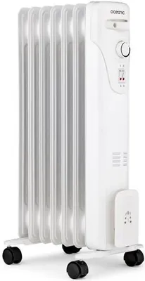 Image de Radiateur électrique bain d'huile, 1500W, 7 éléments, 3 puissances, Blanc, Mobile