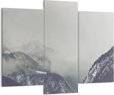 Produktbild von Bild auf Leinwand - Leinwandbild - 3 Teile - Berge Wald Nebel - 130x100cm - Wand Bild - Wanddeko - Wandbilder - Leinwanddruck - Bilder - Wanddekoration - Leinwand bilder - Wandbild - CB130x100-4270