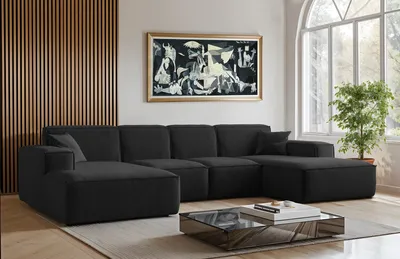 Produktbild von Kaiser Möbel Ecksofa U-Form Siena mit Stoff Maloy Schwarz