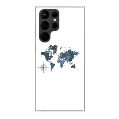 Produktbild von MuchoWow® Handyhülle Schutzhülle Hülle für Samsung Galaxy S22 Ultra Weltkarte - blau - Kompass Silikon Softcase Handy Hülle - Abbildung