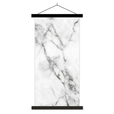 Produktbild von MuchoWow® Textilposter Marmor - Luxus - Weiß 60x120 cm mit schwarzem Rahmen - Magnete