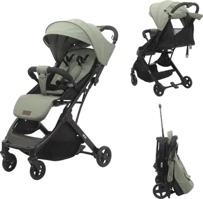 Produktbild von Novi Travel Go Buggy – ab ca. 6 Monate bis 22 kg – kompakt faltbar – Trolley-Funktion – Einhandsteuerung – 5-Punkt-Gurt – verstellbar – Green Melange