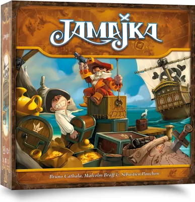The image shows the front of a board game box with a pirate theme.