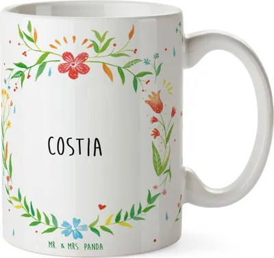 Produktbild von Mr. & Mrs. Panda Teetasse Costia - Geschenk, Henkelbecher, Teebecher, Kaffeebecher, Keramiktasse, Tasse