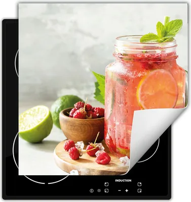 Produktbild von DarHaus Herdabdeckplatte 50x52 cm Anti Rutsch Matte Aufrollbar, Wasser - Obst