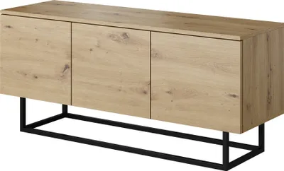 Immagine prodotto di Mobile RTV su gambe in metallo, 120x55x37, mobile TV, moderno, loft, industriale, rovere ARTISAN opaco