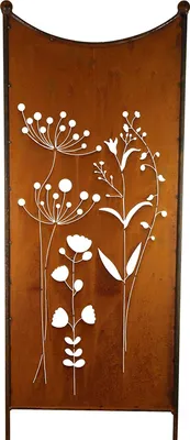 Produktbild von Bornhöft Gartenschild zum Einstecken, Edelrost, Blumen und Blütenwiese, wetterfest, Gesamt H:115cm B:37cm, Schild H:92cm B:35cm