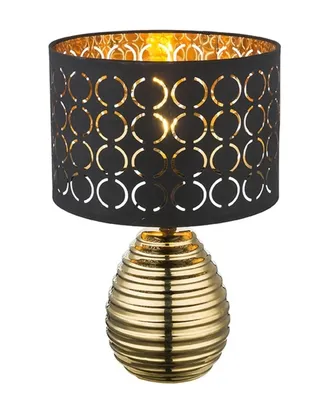 Immagine prodotto di Globo Lighting lampada da tavolo in Vetroceramica color oro, velluto nero, color oro, interruttore a bilanciere sul cavo, ø: 250mm, H: 380mm, lunghezza cavo 1500mm, escl. 1x E27 60W 230V