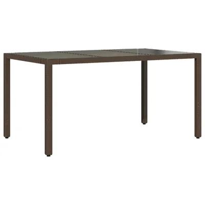Obrázok produktu pre vidaXL Záhradný stôl so sklenenou doskou hnedý 150x90x75 cm polyratan