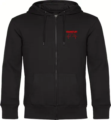 Produktbild von multifanshop Kapuzen Sweatshirt Jacke - Frankfurt - Herzschlag, schwarz, Größe S
