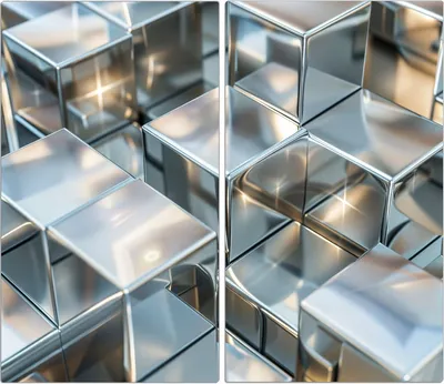 Produktbild von Spritzschutz Herdabdeckplatte Schneidebrett aus Glas Metallische Würfel 2-Teilig (60x52cm)