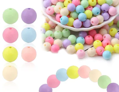 100 bunte Kunststoffperlen, 12 mm, rund, Bastelperlen