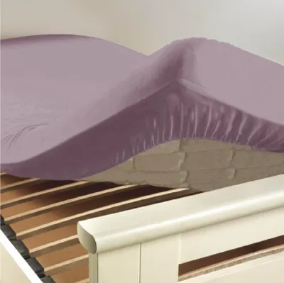 Image de Drap housse coton 57 fils lilas 180 x 200 cm