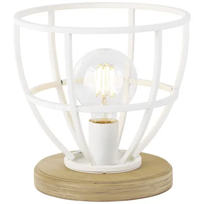 Image de BRILLIANT Lampe Matrix Wood Lampe de table 25cm blanc mat | 1x G95, E27, 60W, convient aux ampoules normales (non incluses) | Échelle A++ à E | Avec interrupteur intermédiaire à cordon