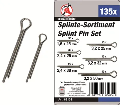 Produktbild von KRAFTMANN 88138 Splinte-Sortiment 135-tlg.