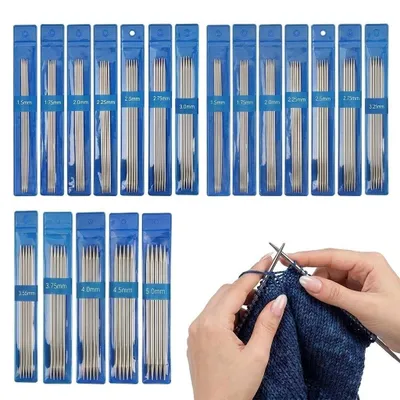 Produktbild von Stricknadel-Set, 65-teilig – Doppeltspitzen, 15 cm lang, von 1,5 bis 5,0 mm