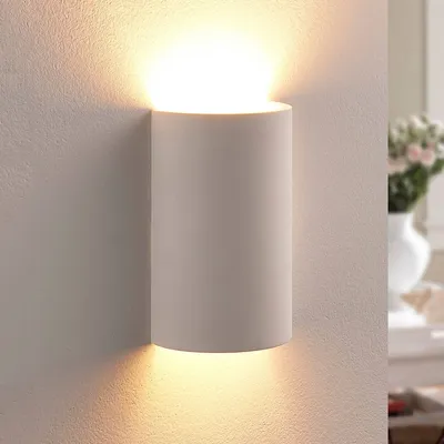 Produktbild von Lindby - Landhaus I Vintage Ländliche runde Gips-Wandleuchte inkl. 1 x G9 - Colja I Wohnzimmer I Schlafzimmer I Up I Down - Zylinder I Rund - LED geeignet G9