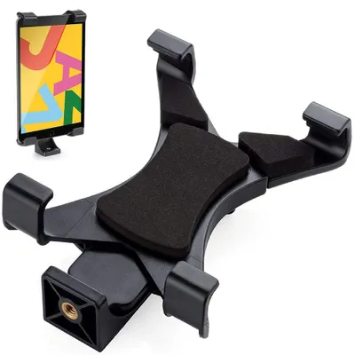 Produktbild von 360° drehbarer Tablet Stativ Halterung Halter Clip Mount Adapter kompatibel mit Selfie Stick Stange Kamera Stativ Tri-pod, Inklusive 1/4" Schraubenkopf, für meisten Smartphone