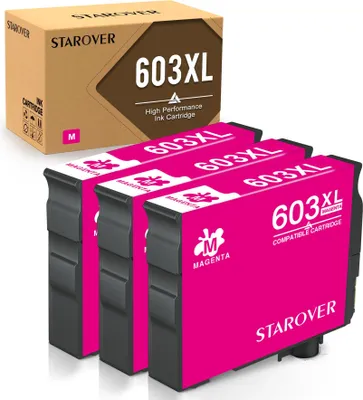 Produktbild von STAROVER 3x Magenta Epson 603XL Druckerpatronen Ersatz für 603 XL Tintenpatronen Multipack Kompatibel für Epson Expression Home XP-3100 XP-4100 XP-2100 XP-2105 XP-3105 XP-4105 Workforce WF-2830 WF-2810 WF-2835 WF-2850