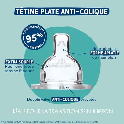 Image de Biberon anti-coliques, DODIE Sensation+, 150 ml, tétine plate, 0-6 mois, débit 1, vert