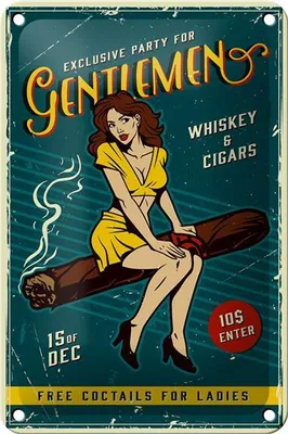 Produktbild von Blechschild Retro 12x18cm Pinup exclusive party gentlemen