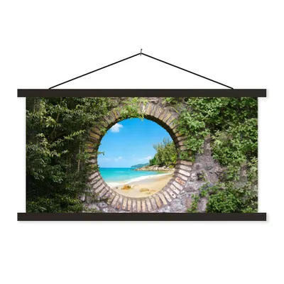 Produktbild von MuchoWow® Textilposter Strand - Meer - Aussicht - Sommer 150x75 cm mit schwarzem Rahmen - Posterleiste