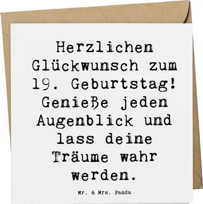 Produktbild von Mr. & Mrs. Panda Grußkarte Spruch 19. Geburtstag Freude - Weiß - Geschenk, Klappkarte, Lebensjahr, neue Möglichkeiten, Glückwunschkarte, Happy Birthday, Alles gut zum