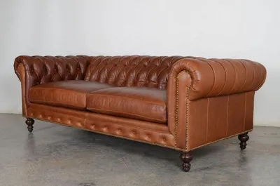 Zdjęcie produktu dla Sofa Chesterfield Tapicerowana Klasyczna Skórzana Sofa 3-osobowa Schaffhau - 277