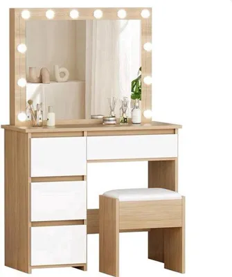 Obrázok produktu pre Kozmetický stolík so 4 zásuvkami a 12 LED lampičkami