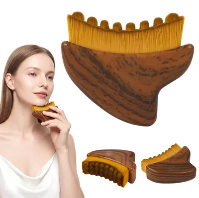 Produktbild von Lymphdrainage Gesichtsbürste Gesichtsbürste Kontur - Trockenbürsten - Weiche Borsten - Für Gesicht und Körper