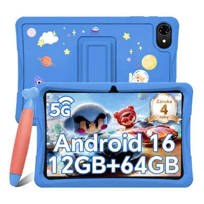 Immagine prodotto di Tabwee K10 Kids 10.1" Blue Tablet, Google Kids Space, 4GB RAM+64GB ROM, Android 15 WiFi Tablet per bambini con copertina e penna a misura di bambino, 5000mAh