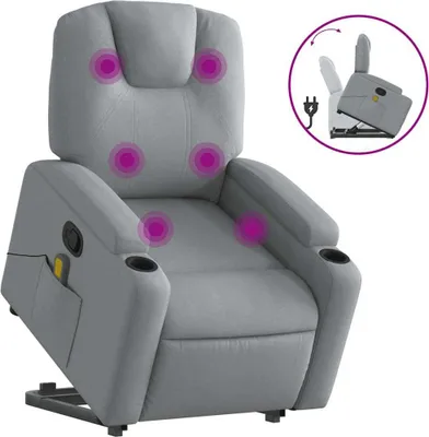 Produktbild von vidaXL Massagesessel mit Aufstehhilfe Hellgrau Stoff