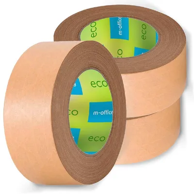 Produktbild von Papiertape Kraftpapier, 3 Rollen, 50 mm x 80 m, Verpackungstape für Kartons