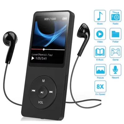 Produktbild von MP3 Player, 16GB verlustfrei MP3 mit 1,8 Zoll Bildschirm, tragbare Musik Player mit Kopfhörer
