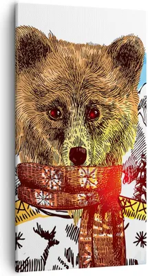 Produktbild von Bild auf Leinwand - Leinwandbild - Bär Berge Kinder Winter - 55x100cm - Wand Bild - Wanddeko - Leinwanddruck - Bilder - Kunstdruck - Wanddekoration - Leinwand bilder - Wandkunst - PA55x100-3205