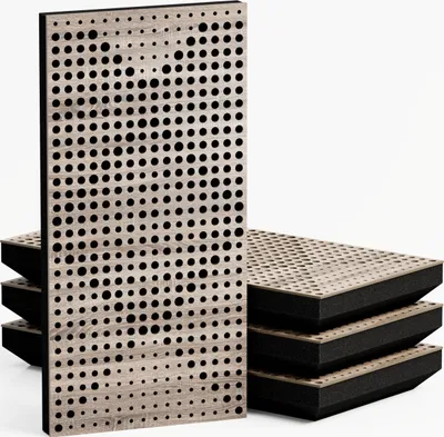 Zdjęcie produktu dla 4-pak - Wąski panel akustyczny pochłaniający dźwięk | 50 x 25 cm | Model-Grubość-Kolor: (WILDS - 53 mm | Sonoma]